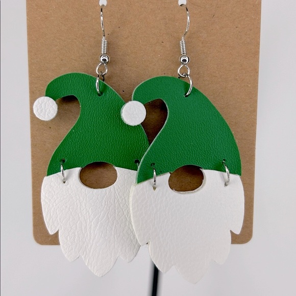 Jewelry - Faux Leather Dangle Earrings Gnome Santa